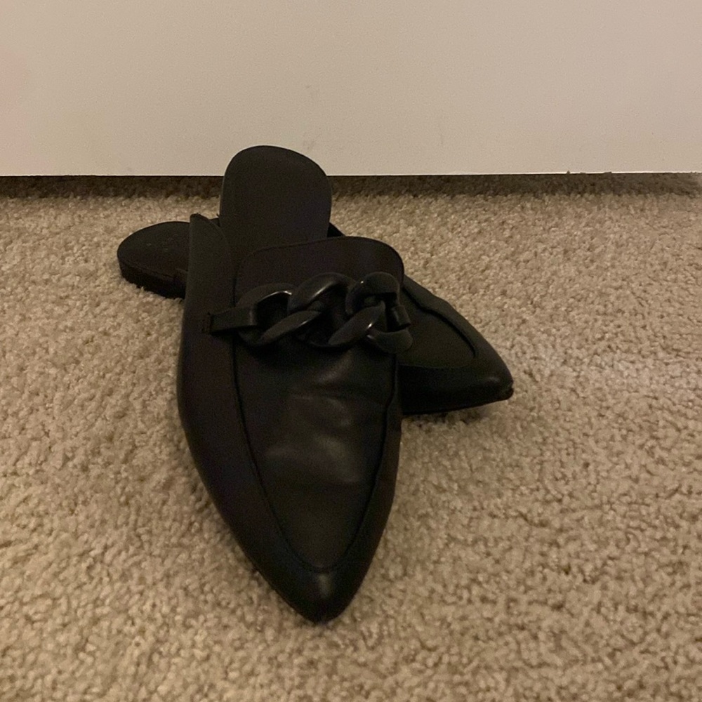 Target black mules with chain detail